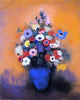Odilon Redon Minosas- Anemonies and Leaves in a Blue Vase Wall Decal