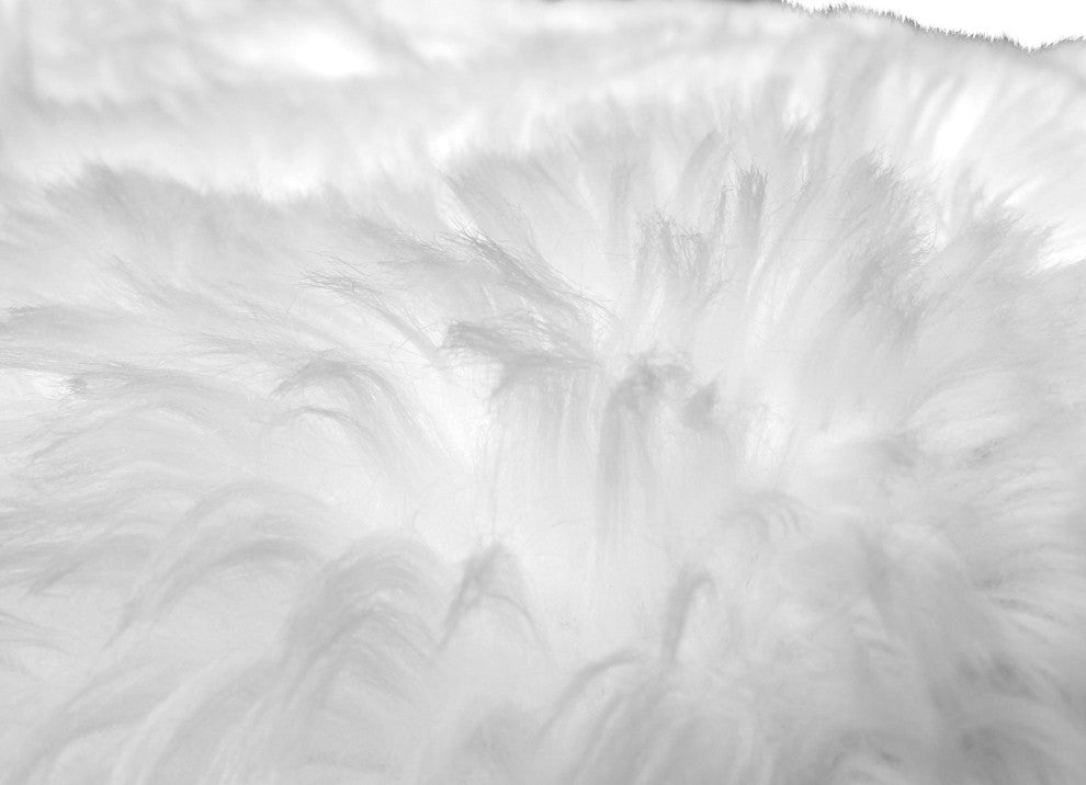 Super Soft White Faux Fur Sheepskin Shag Rug, White, Single Pelt 2'x3'