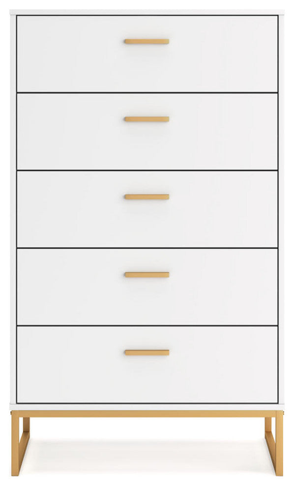 Socalle White/Gold Chest of Drawers