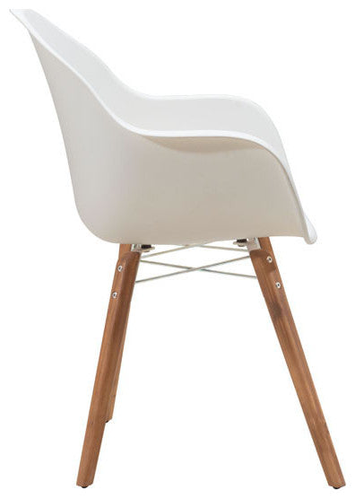 22.8" X 24" X 34" 4 Pcs White Polypropylene Dining Chair