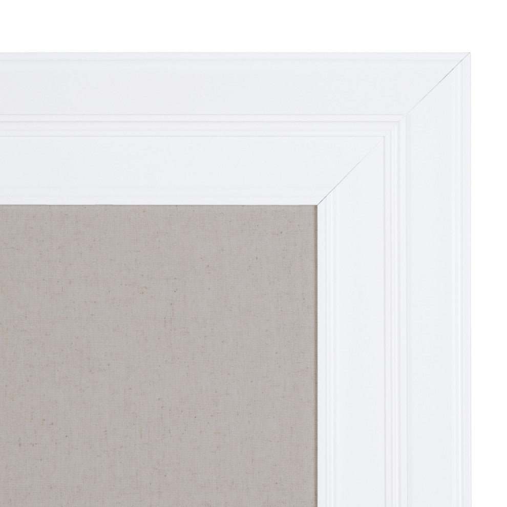 Whitley Framed Linen Fabric Pinboard, Gray/White 29.5x45.5