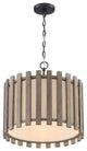 Inland Single-Light Transitional Slatted Wood Drum Pendant