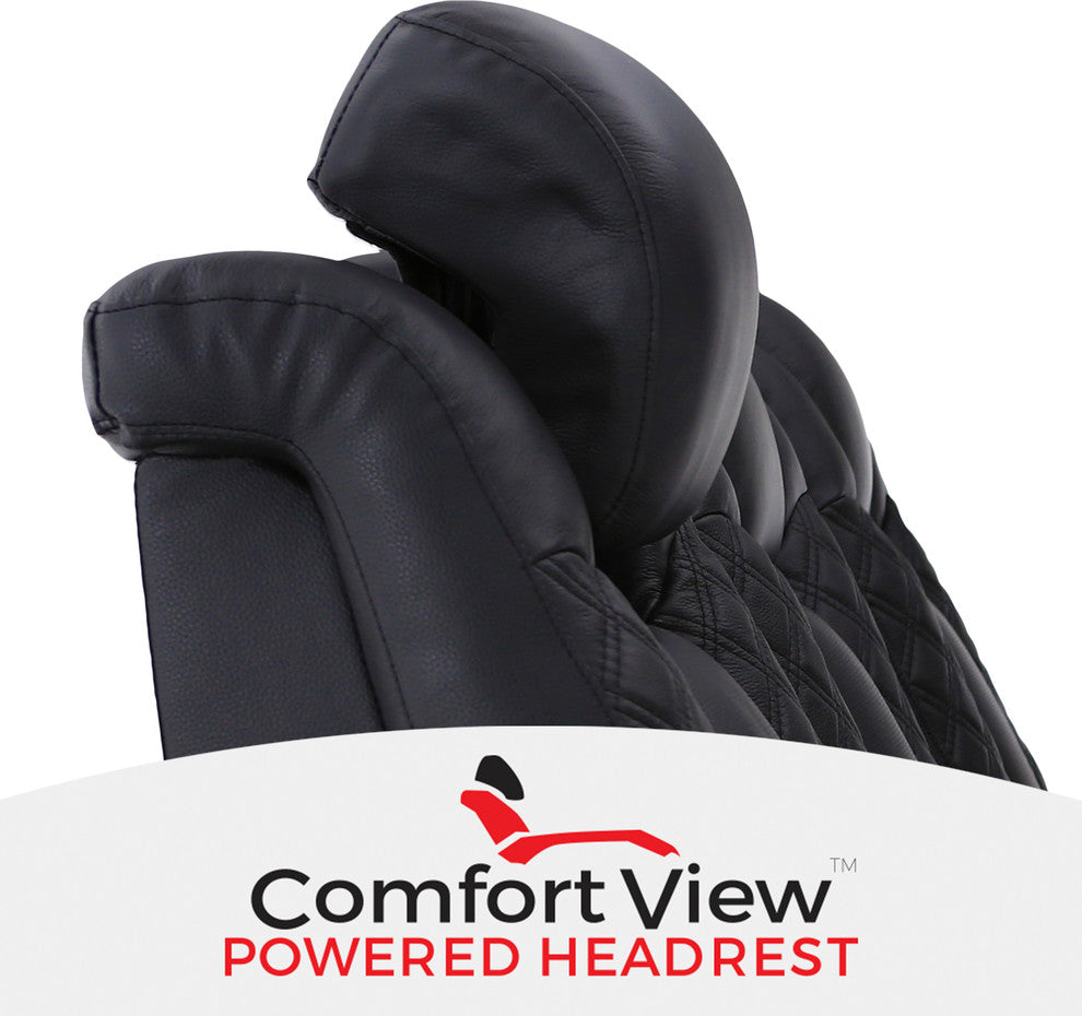 Seatcraft Enigma Home Theater Seating Leather Power Recline Powered Headrest, Black, Row of 2