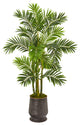 63" Areca Palm Artificial Tree, Ribbed Metal Planter