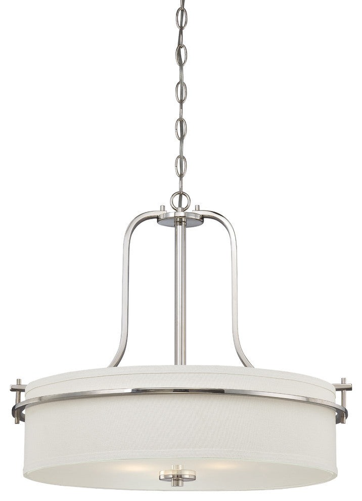 Loren 3 Light Pendant With White Linen Shade