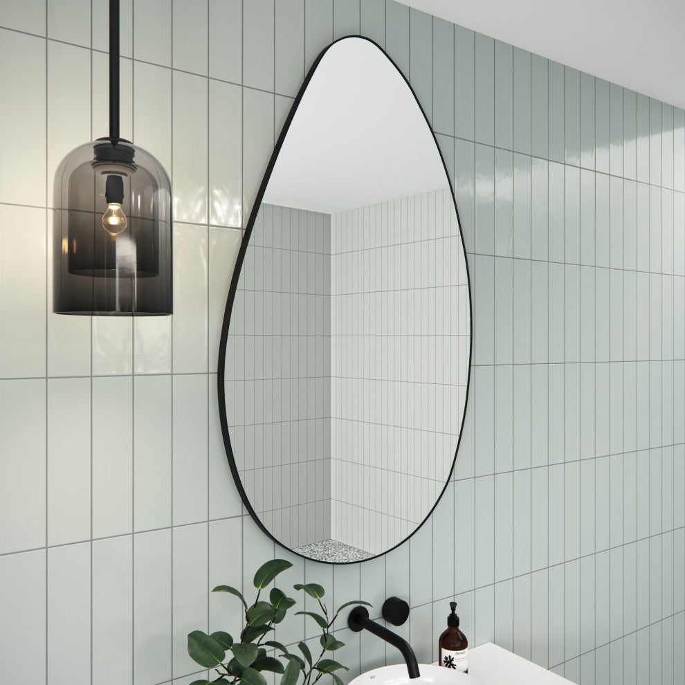 Starla 28 in. x 48 in. Pebble Mirror, Black