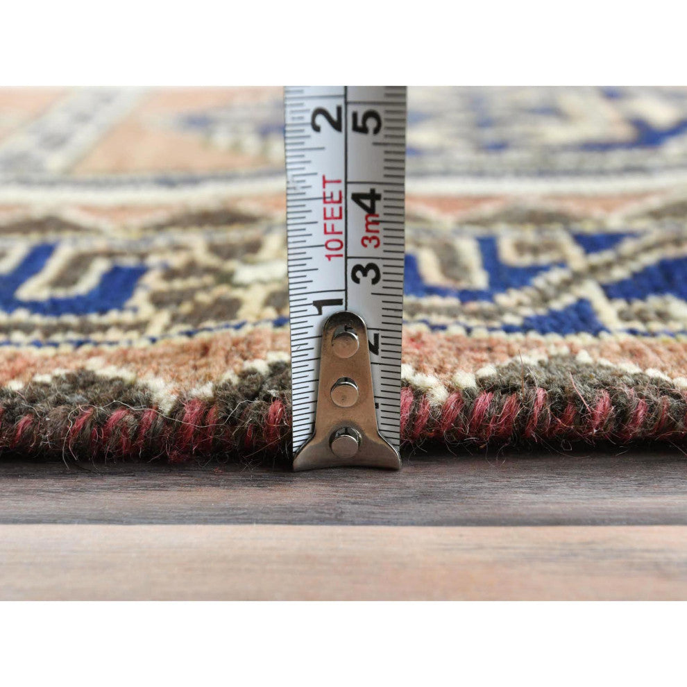 Mocha Brown Vintage Persian Heriz Hand Knotted Pure Wool Runner Rug, 4'0"x10'0"