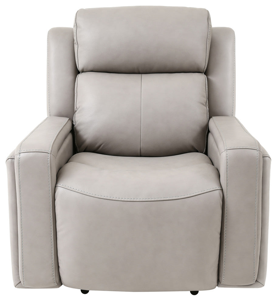Claude Dual Power Recliner Chair, Light Gray Genuine Leather