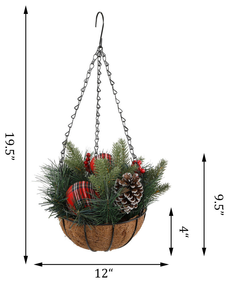 13" Christmas Hanging Basket