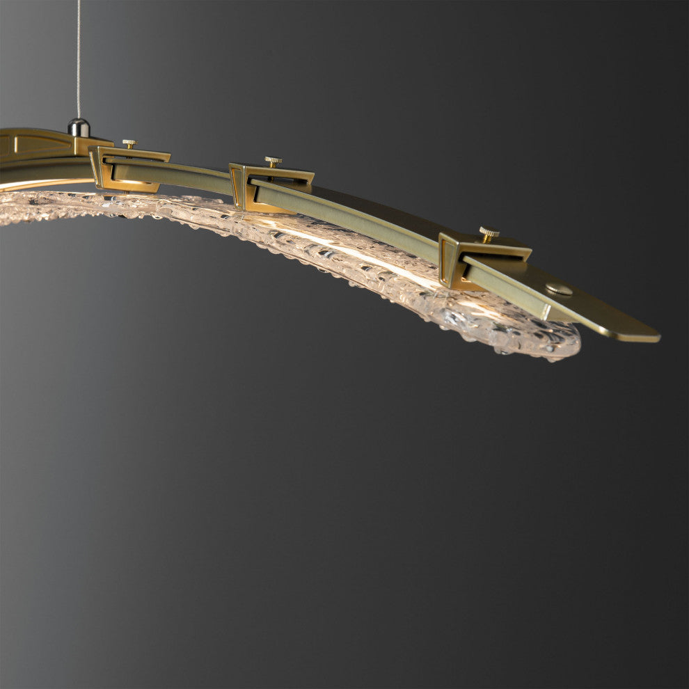 Glissade Large LED Pendant Modern Brass Clear Glass Standard