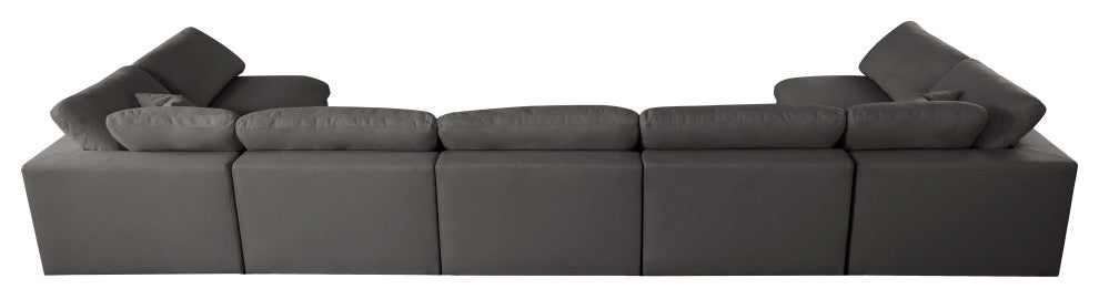 Plush Velvet / Down Standard Comfort 7-Piece U-Shaped Modular Sectional, Grey