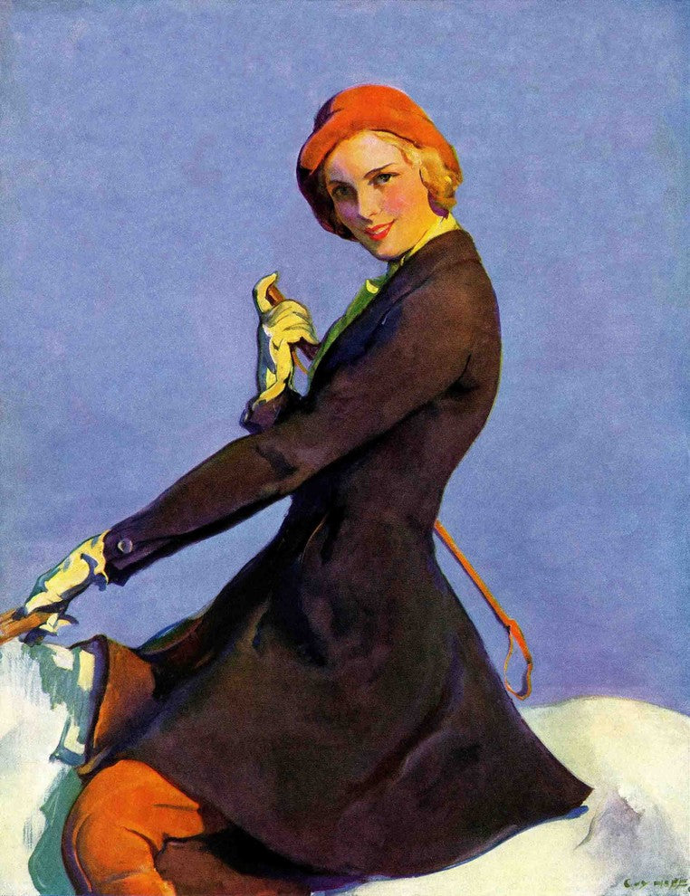"Woman on Horseback" Painting Print on Canvas by Guy Hoff