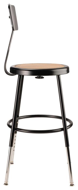 NPS 19"-27" Height Adjustable Heavy Duty Steel Stool With Backrest, Black