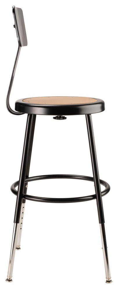 NPS 19"-27" Height Adjustable Heavy Duty Steel Stool With Backrest, Black