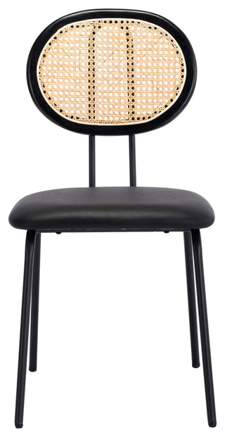 Rattan Cane Back Dining Chairs Set of 2, Black
