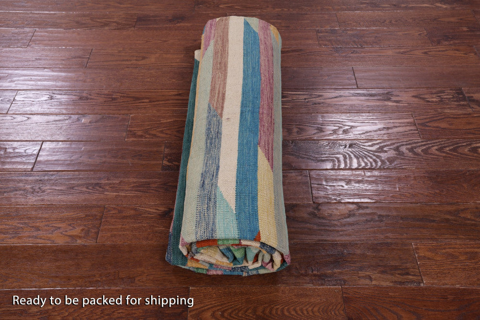 8' 7" X 11' 3" Reversible Kilim Flat Weave Wool On Wool Rug - Q12592