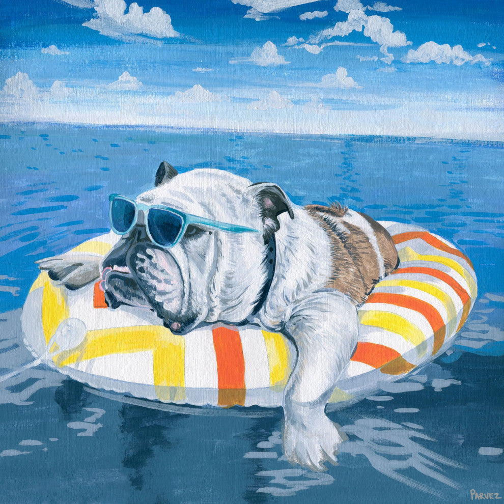 "Chilling at the Beach" Painting Print on Wrapped Canvas, 40"x40"