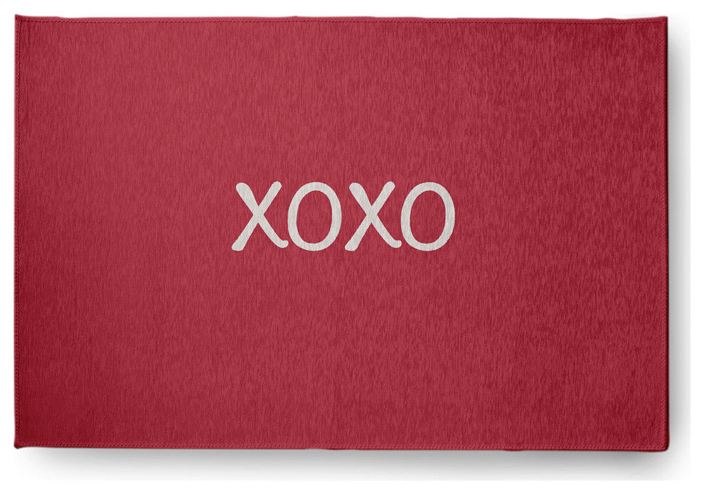 XOXO Valentines Chenille Rug, Brick, 4'x6'