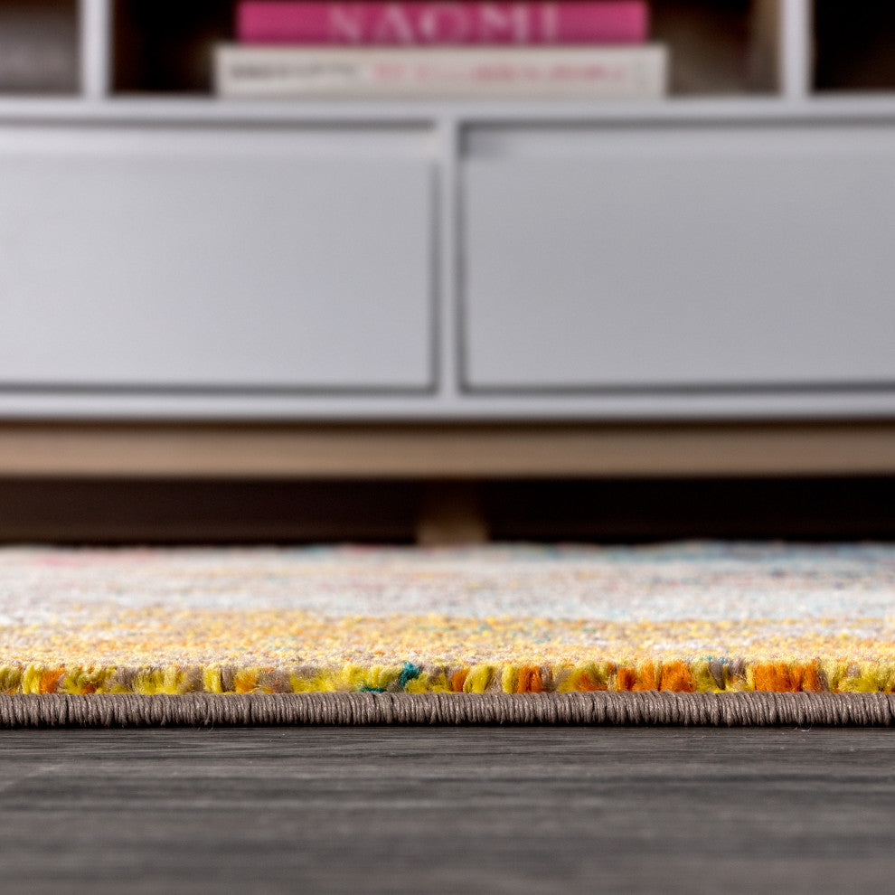 Contemporary POP Modern Abstract Multi/Yellow 5' x 8' Area Rug