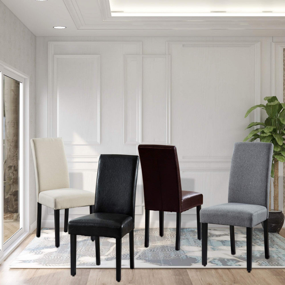 Rochefort Synthetic Leather Armless Set of 2-Pieces Dining Room Accent Chair, Br