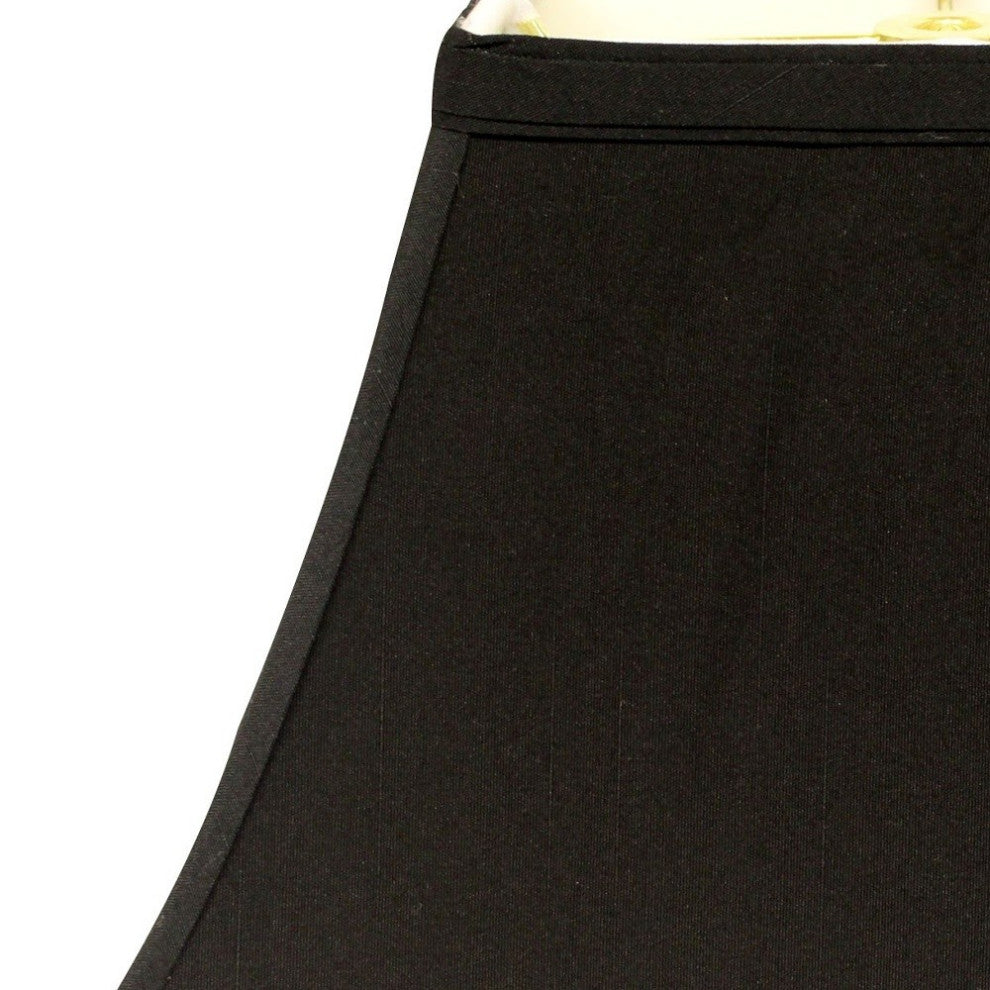 14" Black With White Lining Rectangle Bell Shantung Lampshade