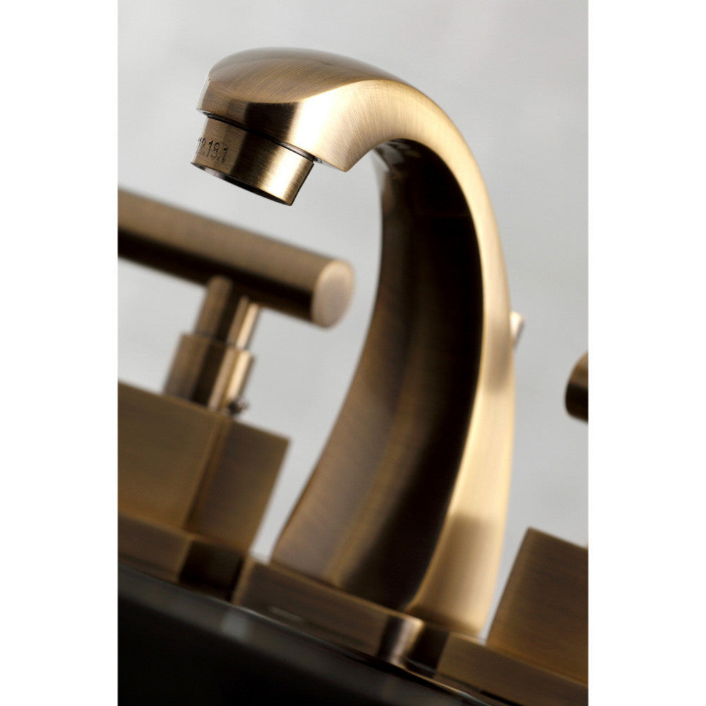 Kingston Brass Widespread Bathroom Faucet With Brass Pop-Up, Antique Brass