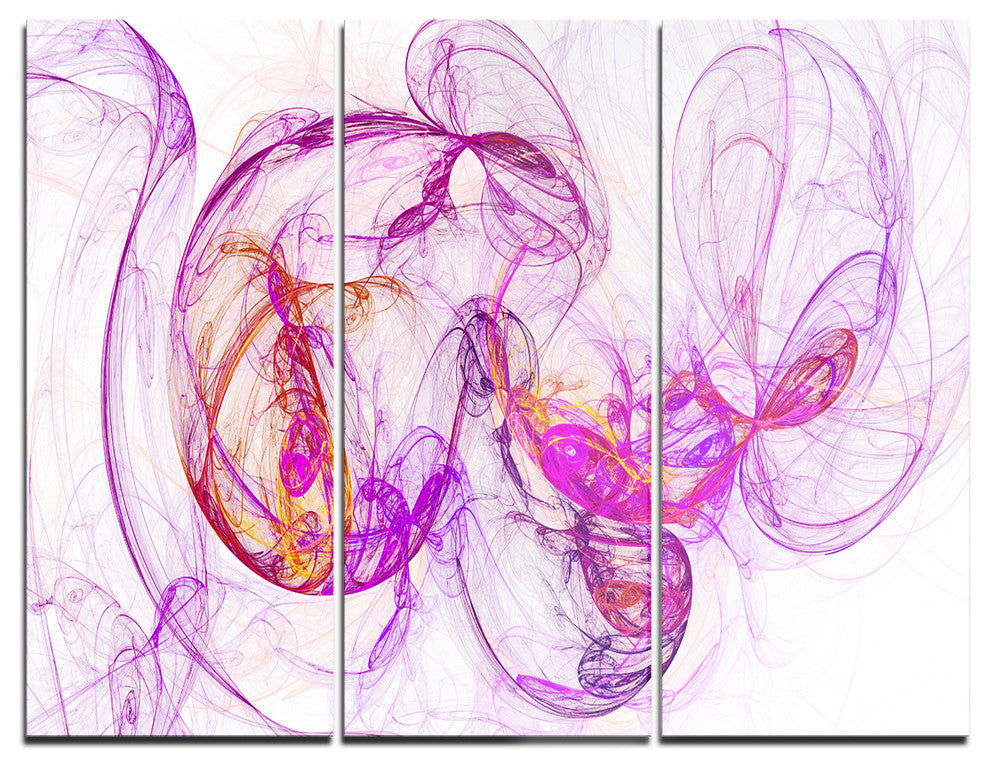 "Billowing Smoke Magenta" Digital Metal Wall Art, 3 Panels, 36"x28"