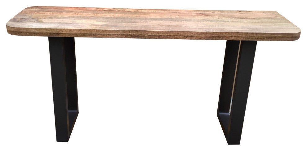 Curvet Mango Wood & Steel Sled Base Console Table