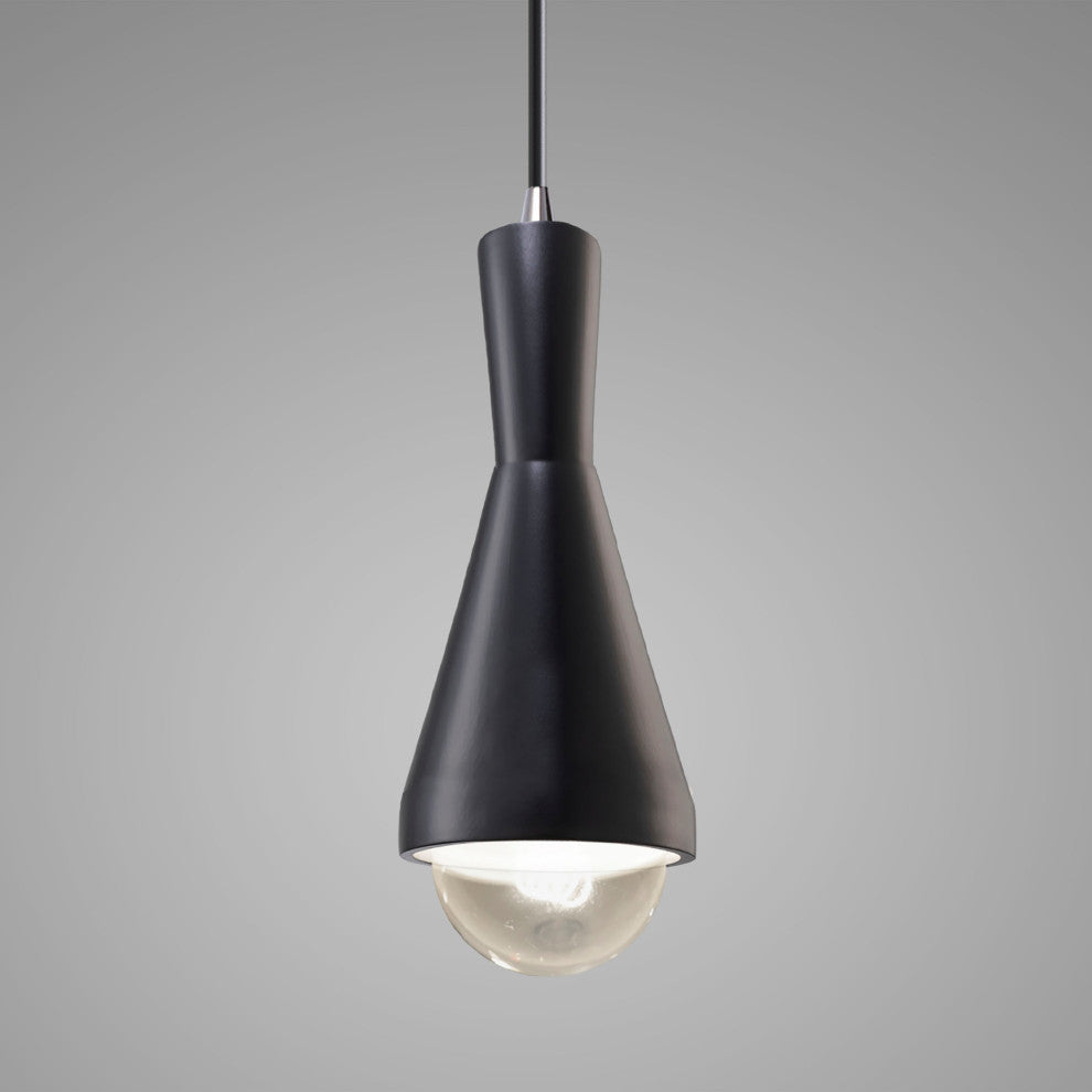 Erlen Pendant, Carbon Matte Black, Polished Chrome, Black Cord, Incandescent