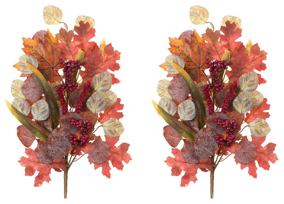 Mixed Fall Foliage Leaf Stem, Set of 2