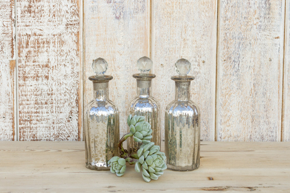 Apothecary Style Silvered Glass Bottle