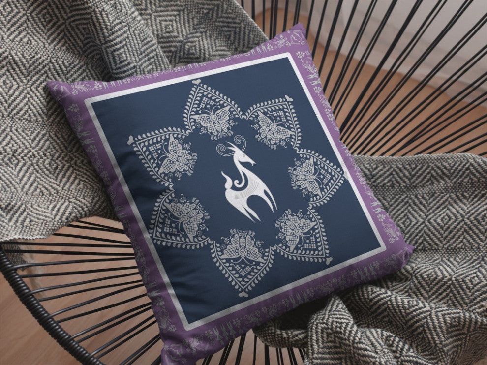 20 Navy Purple Horse Suede Throw Pillow