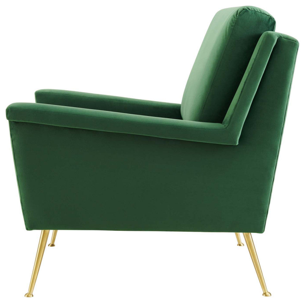 Armchair Accent Chair, Velvet, Gold Green, Modern, Living Lounge Hospitality