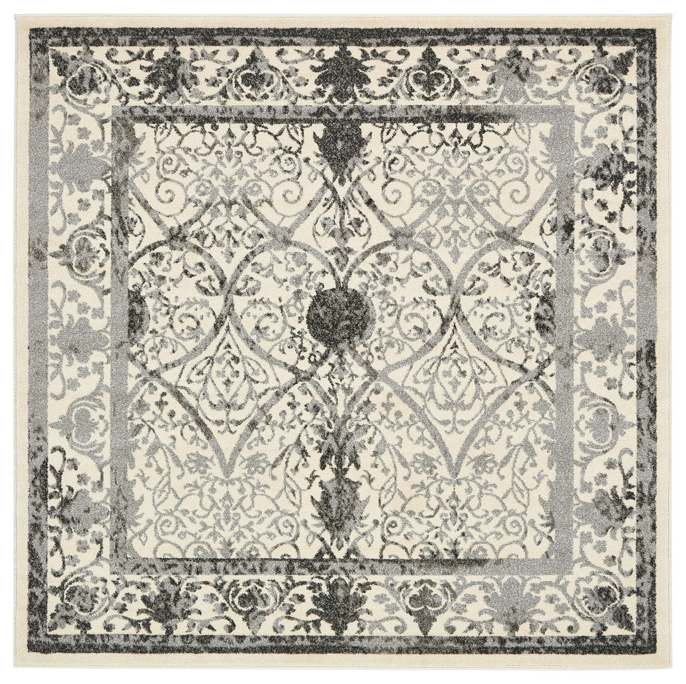 Unique Loom Ivory La Jolla Traditional 6' 0 x 6' 0 Square Rug