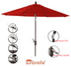 9' Round Push Tilt Market Umbrella, Grey Frame, Sunbrella, Jockey Red