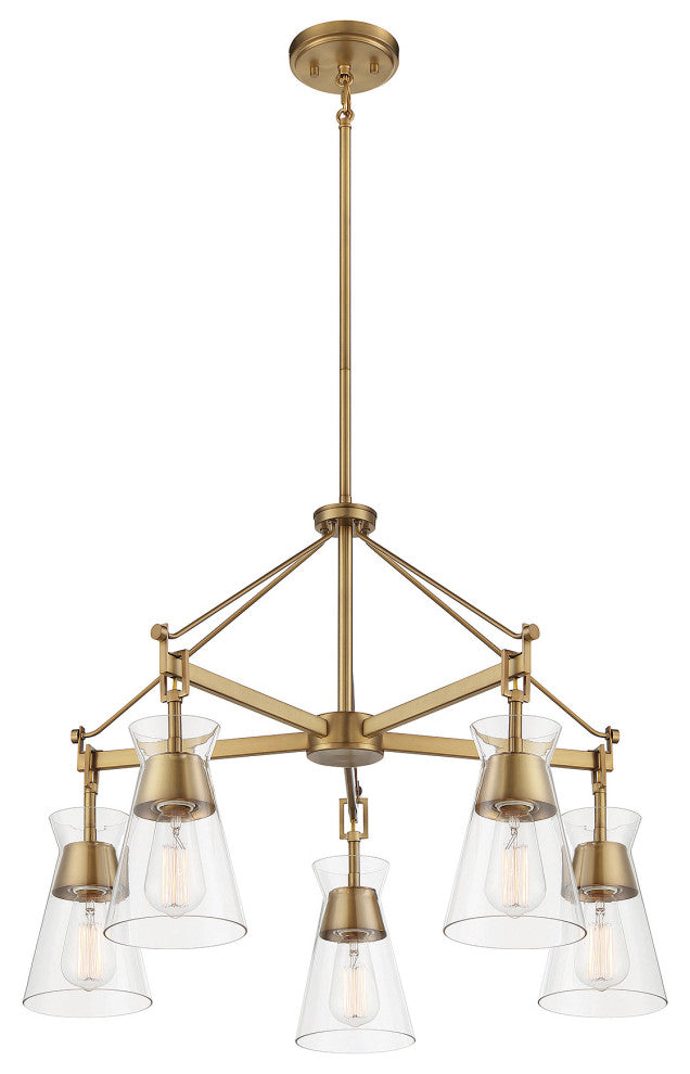 Lakewood 5-Light Chandelier, Warm Brass