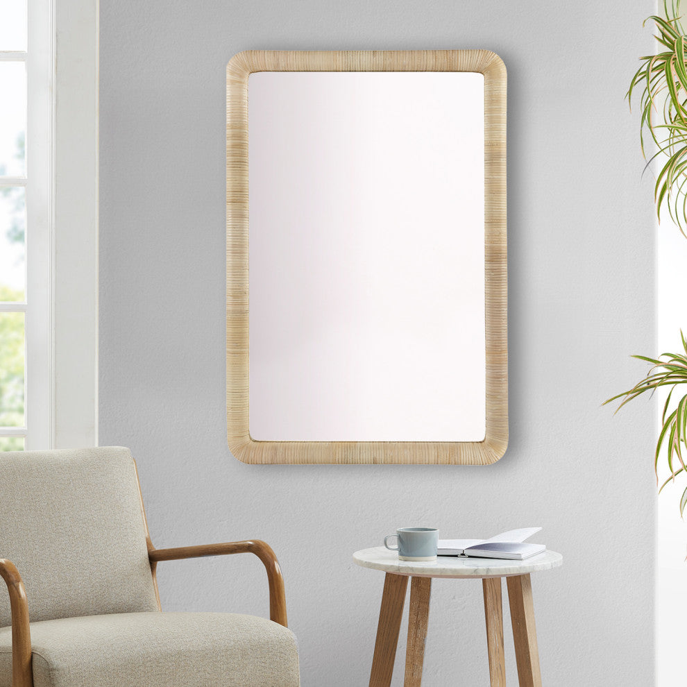 INK+IVY Nova Natural Rattan Rectangle Wall Mirror, Natural