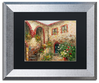 'Tuscany Courtyard' Silver Framed Canvas Art by Rio