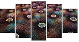 Brown Flowers on Alien Planet, Large Floral Canvas Art Print, 60"x32", 5 Panels