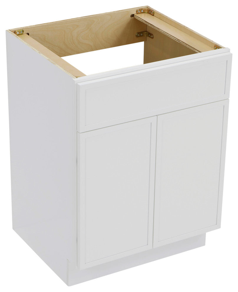 Vanity Art Birch Plywood Single Base Storage Cabinet, White, 24"