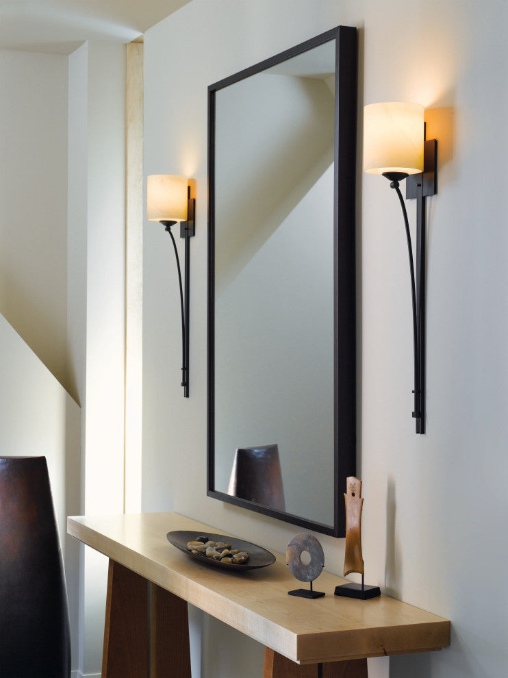 Formae Contemporary 1 Light Sconce, Bronze Finish, Opal Glass