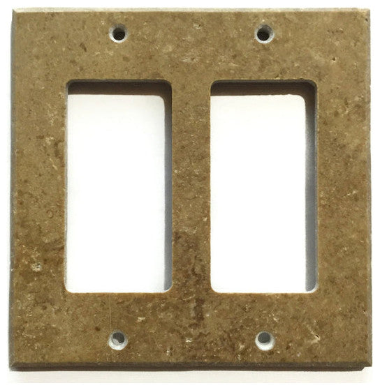 Travertine Switch Wall Plates Covers - Honed (Matte), Noce, 2 Rocker