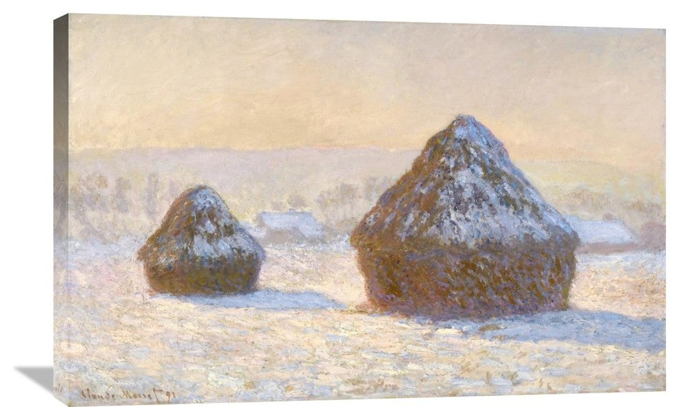 "Wheatstacks, Snow Effect, Morning (Meules, Effet de Neige, Le Matin)" Artwork