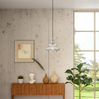 1 Light Brushed Nickel Pendant, Chrome Finish Accents