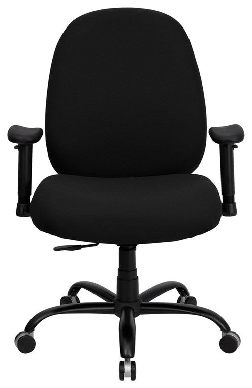 400 lb. Rated Black Fabric Executive Swivel Chair with Adjustable Arms