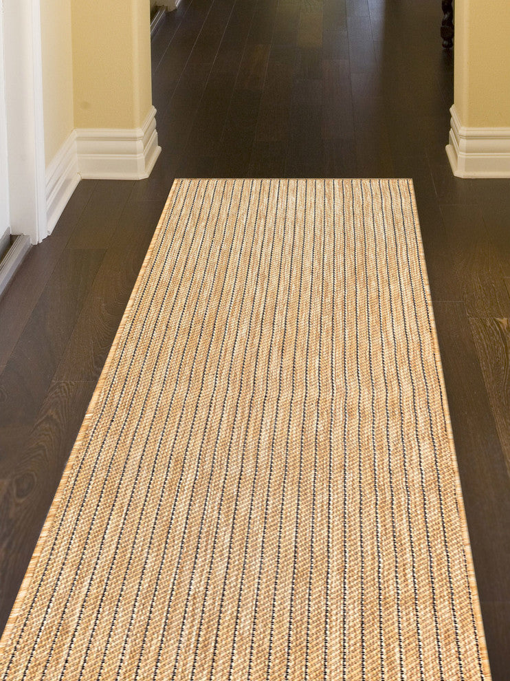 Carmel Texture Stripe Indoor/Outdoor Rug, Sand, 1'11"x7'6" Runner