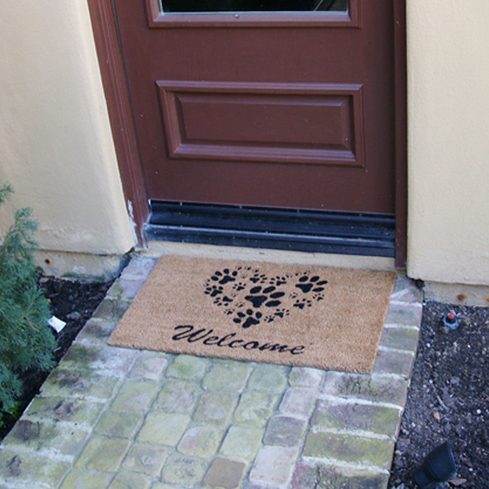 Heart-Shaped Paws Welcome Mat