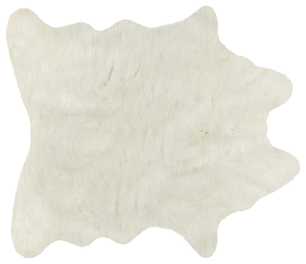 4.25'x5' Faux Hide Rug, Off-White