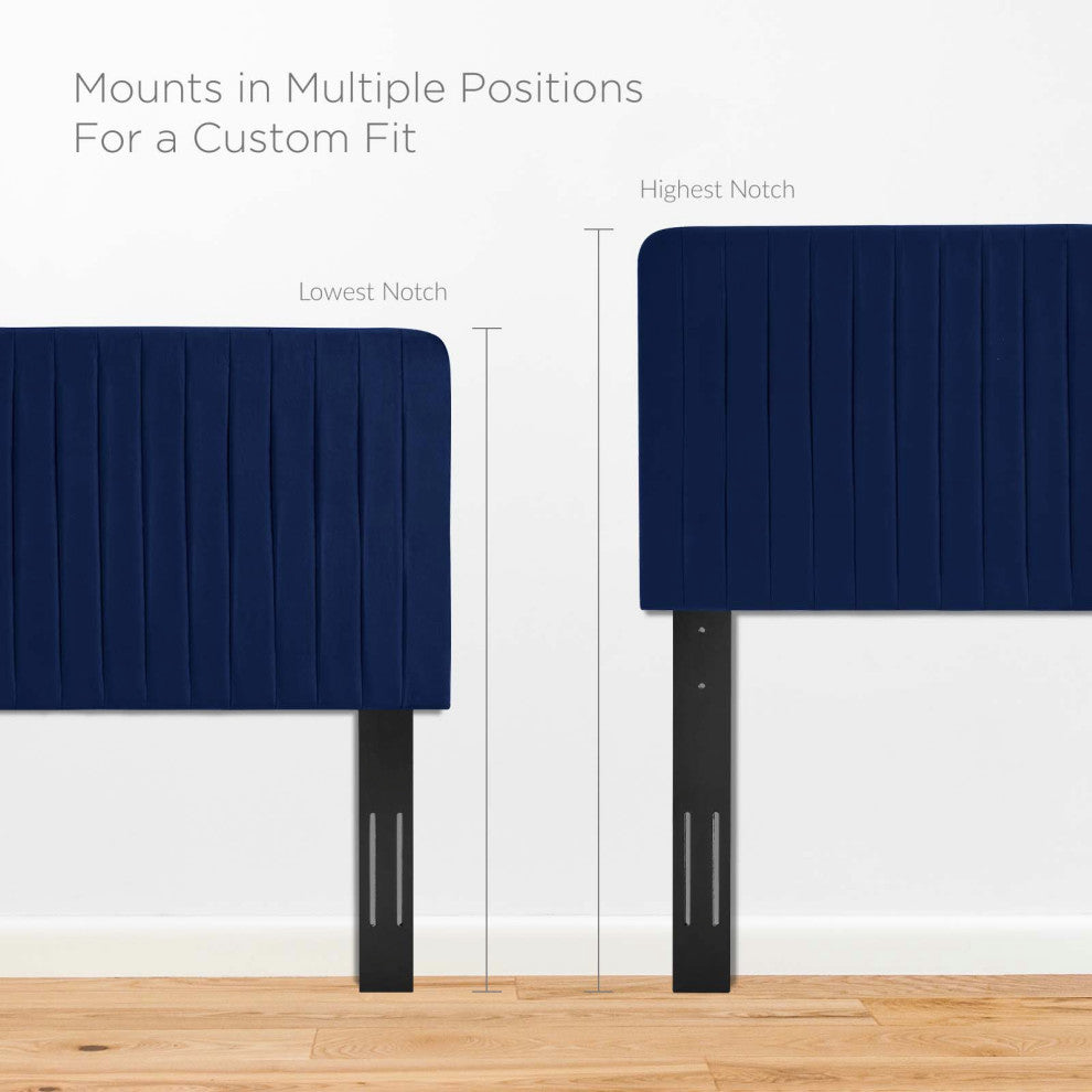 Milenna Channel Tufted Performance Velvet Full/Queen Headboard Navy