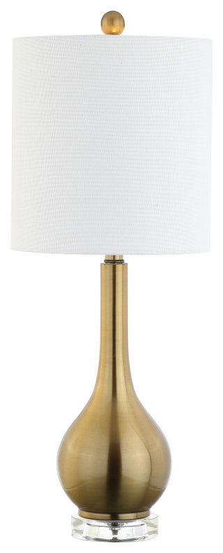 Dylan 25" Metal and Crystal Teardrop Table Lamp, Brass